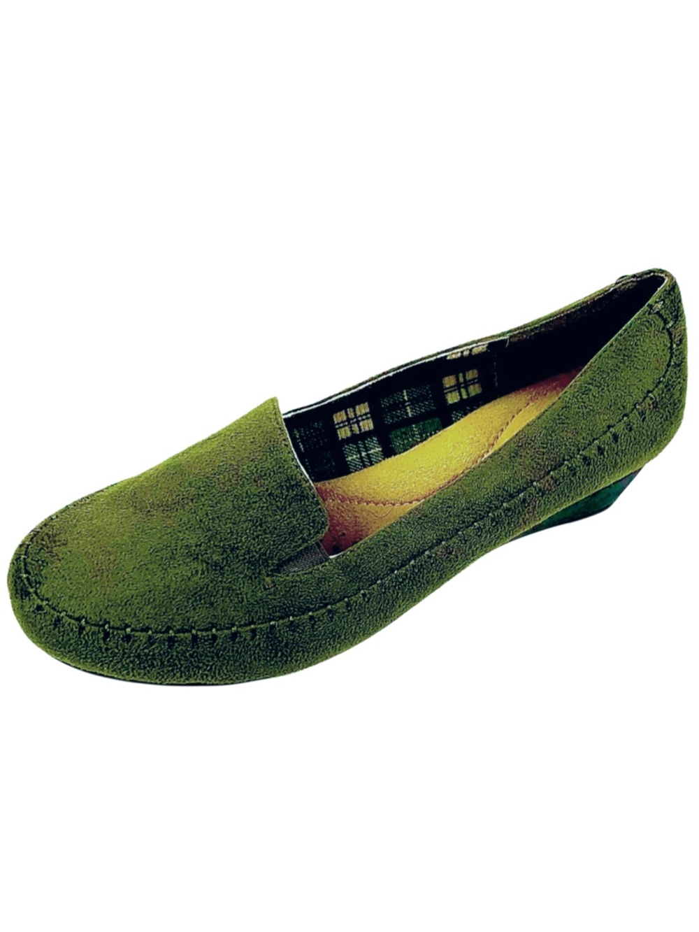 Comfort View Womens Olive Faux Suede Slip On Loafer size 8